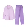 Conjunto de Pijama Cardigan Feminino de Outono Cuidadosamente Selecionado, Confortável e Solto com Bojos, Pode Ser Usado Fora, Apresentando um Design de Lapela, Estilo Puro e Atraente