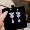 Novos Brincos de Borboleta com Franjas Estilo Coreano de Outono Luxo Acessível Brincos de Alta Qualidade Zircônia Elegantes Versáteis Brincos Elegantes para Mulheres