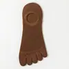 Meias de cinco dedos femininas de verão em malha fina respirável com dedos divididos cor sólida anti-pilling antiderrapante sem escorregar no calcanhar de corte baixo invisíveis