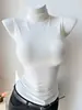Chaleco de Color Sólido Cuello Semi Alto Estilo Coreano Chica Picante para Mujer Verano Temperamento sin Mangas Top Elástico Ceñido a la Cintura Versátil Camisola