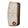 Adecuado para Cubierta de Llave Ford Ecosport, Ford Focus, Fiesta, Kuga, Edge y Otros Modelos con Hebilla de Concha Borde Dorado