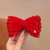 Horquilla con diadema de lazo de lentejuelas rojas para niños, Año Nuevo, linda pinza para flequillo de pelo suelto, corona de Año Nuevo para niña, accesorios para el cabello