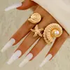 Joyería Transfronteriza Europea y Americana Estilo Festivo Estrella de Mar Vieira Anillo Abierto Ins Aleación Girasol Set de Anillos