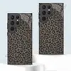 Bestseller de comercio electrónico transfronterizo: Funda de cristal con estampado de leopardo en negro mate y gris para el teléfono Samsung S25 Ultra