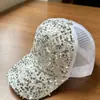 Gorra de malla con lentejuelas para mujer, gorra de verano moderna estilo coreano, gorra de moda que hace que la cara se vea más pequeña, gorra de béisbol para caras redondas, en stock para primavera