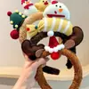 2025 Nova Faixa de Cabelo de Desenho Animado de Natal para Crianças Faixa de Cabelo de Rena de Pelúcia para Meninas Acessórios de Cabelo para Tirar Fotos e Lavar o Rosto de Meninas Pequenas