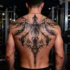 Pegatinas de tatuaje herbal semipermanentes para espalda completa tótem oscuro alas resistentes al agua larga duración realistas pegatinas de tatuaje de jugo de hierbas