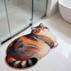 Tapete de Absorção de Água para Banheiro Gato Desenho Animado Formato Irregular de Lama Diatomácea Tapete Resistente ao Desgaste Antiderrapante Tapete de Banheiro