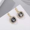 Pendientes de circonita con incrustaciones de diamantes estilo coreano, sencillos, retro, con hebilla de oreja de alta gama, diseño de nicho, elegantes pendientes de temperamento, venta al por mayor