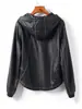 Chaqueta de Cuero Haining para Mujer, Estilo Corto con Capucha, Abrigo Versátil Casual de Piel de Oveja para Figuras Pequeñas, Nueva Ropa de Cuero para Primavera y Otoño