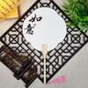 Leque Laqueado Personalizado com Texto, Leque Redondo Espessado, Leque Pintado à Mão Estilo Chinês Semitradicional, Superfície do Leque Estilo Antigo Pincelada Livre em Tinta Lavada Totalmente Branca, Material de Bambu