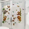 M21796 Adesivos de Parede Bem-Vindo Animais da Selva para Loja, Casa, Restaurante, Decoração de Parede de Fundo para Cozinha Adesivos de Parede Autoadesivos