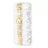 Accesorios para Uñas Tachuelas Metálicas Huecas Estilo Japonés Rhinestones de Colores con Base Plana Caja de Tiras Largas Set Mixto para Uñas Set Completo