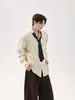 Camisa Retro Americana de Manga Larga con Rayas Verticales y Diseño de Corbata, Top Versátil Casual Estilo Universitario para Primavera y Verano