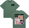 Camiseta Cover de Turnê de Álbum da Cantora Ariana Grande Moda Masculina e Feminina Estética Camiseta de Manga Curta Algodão Casual