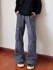 Jeans de Mezclilla Cargo Retro de Calle Americana con Múltiples Bolsillos para Hombres y Mujeres Verano de Gama Alta Holgados Rectos Casuales Pantalones Largos de Moda