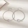 Pulseira de Casal de Madeira com Duplo Anel para Homens e Mulheres Presente de Dia dos Namorados Pulseira Mobius de Espinheiro Personalizada da Moda