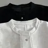 Cárdigan Corto Simple de Cuello Redondo Estilo Coreano Antipelusas con Hebilla Metálica para Mujer, Chaqueta Casual Nueva de Primavera para Figuras Petite
