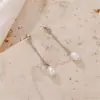 Pendientes de Borla Ovalados Geométricos Versátiles de Perla de Agua Dulce para Mujer Coreana Joyería de Lujo Ligero para Transmisión en Vivo