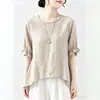 Camiseta de algodón para mujer 2026 verano, talla grande, manga corta, que cubre la cadera, adelgazante, top asimétrico blanco
