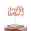Topo de Bolo Digital Feliz Aniversário com Papel Glitter para Decoração de Bolo de Festa de Aniversário