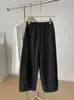 Pantalones casuales rectos de algodón puro de cintura alta estilo retro japonés para mujer, 26 otoño nuevo simples de oficina cropped de pierna ancha pantalones de abuela