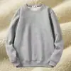 Sudadera de sherpa de peso pesado estilo americano, unisex, con forro y grosor añadidos, cuello redondo, versátil, cálida y disponible en tallas grandes, de manga larga