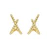 Pendientes de oro con piedra de moda transfronteriza europea y americana, pendientes cruzados que combinan con todo, joyería elegante de estilo cúbico para mujer.