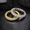 Anillo Incrustado Estilo Hip Hop Europeo y Americano Transfronterizo de Amazon Fila Única 4MM Piedra Principal Moda de Alta Gama Anillo de Pareja