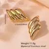 Brincos de Tarraxa de Aço Inoxidável Banhados a Ouro em Alta Venda Brincos de Folha de Aço Inoxidável Personalizados Brincos de Folha Banhados a Ouro da Moda de Luxo Leve