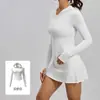 Ropa con capucha para adelgazar y protección solar para mujer, chaqueta de yoga de alta elasticidad de manga larga, top deportivo transpirable de secado rápido, primavera y otoño