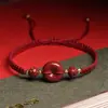 Fivela de Cinábrio Pulseira de Corda Vermelha Feminina Corda Trançada Antiga Masculina Areia Dourada Roxa Pulseira Infantil Joia