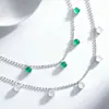 Collar de Calcedonia de Plata de Ley S925 Cadena de Cuentas para Mujer Ágata Blanca Ágata Verde Colgante Huevo de Hielo Alto Cadena para Clavícula Venta al por Mayor