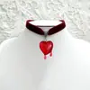Comercio Exterior Transfronterizo Gótico Acrílico Creativo Corazón Forma Gota de Sangre Gargantilla Elegante Terciopelo Collar Venta Directa desde el Fabricante