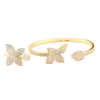 Pulseira Shein Estilo Europeu e Americano Flor Dourada Cruzada Venda Quente Transfronteiriça Zircônia Diamantada Completa Pétala Grande Aberta Pulseira Alto Padrão