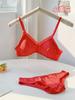 Trivia Roja# Este Año de Vida traje Ropa Interior Roja para Mujer Pecho Pequeño Levanta-busto Amigable con la Piel Sin Aro de Acero Sujetador Anticaída