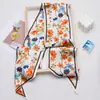 Bufanda Larga Diagonal de Seda Suave Satinada Nueva con Punto de Letra para Mujer, Diadema de Cinta Versátil, Pañuelo Pequeño Decorativo