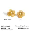 Pendientes Malt Design Elegantes de Acero Inoxidable con Oro de 18K y Perlas Florales de Doble Capa Tridimensionales Pendientes Vintage