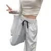 ¡Absolutamente Impresionante! Pantalones Anchos de Rayas Azules Estilo Coreano para Mujer, Diseño de Verano con Detalle Único de Lazo, Pantalones Largos hasta el Suelo
