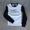 Outono 2026 Estampa de Carta Bloco de Cores Estilo High Street Casual Estilo Europeu e Americano Manga Longa Y2K Nova Camiseta Cross-Border