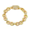 Pulseira Europeia e Americana Transfronteiriça de Zircônia 12mm Corrente Infinita em Forma de 8 Zircônia Redonda Rosa Joias Hip-Hop Pulseira Masculina Personalização