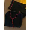 Conjunto de Pijama de Gasa de Algodón con Encaje de Color Contrastante para Mujer, Nuevo Estilo de Otoño Casual Tallas Grandes Ropa de Casa Conjunto de Dos Piezas que se Puede Usar Afuera