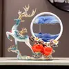 Enfeites Criativos de Alce de Luxo Leve Decorações para Casa Ampulheta Pintura com Areia Rolante Decorações Presentes de Inauguração