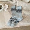 Calcetines Fair Isle Vintage para Mujer, Nuevos Calcetines Gruesos y Cálidos de Media Pantorrilla para Otoño e Invierno, Calcetines Holgados Bloqueados por Color, Calcetines de Doble Aguja y Doble Bucle