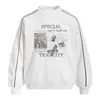 Sudadera con Estampado de Letras de Rapero Costuras de Contraste Cuello Redondo Primavera y Otoño Ropa Urbana Americana para Hombre Pulóver Holgado Ropa Deportiva