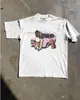Camiseta Vintage com Estampa de Panqueca LeTTer Algodão Clássico Masculina