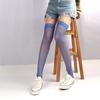 Calcetines altos con borde de encaje rojo de Miss, calcetines largos de malla pequeños de tubo alto, calcetines de malla pequeños de tubo alto, calcetines sexys de malla hueca hasta el muslo.