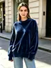 2026 Nuevo Color Sólido Holgado Casual Transfronterizo Europeo y Americano Superventas Sudadera de Terciopelo Dorado para Mujer Otoño e Invierno Más Terciopelo Cuello Redondo Manga Larga