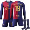 2425 Barcelona Home Manga Comprida Terno de Futebol Não. 10 Messi 19 Camisa Yamal 9 Levan Inverno e Outono Comércio Exterior