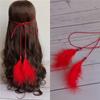 Faixa de Cabelo de Viagem Boêmia, Faixa de Cabelo Estilo Étnico com Pena de Pavão, Cordão para Cabelo Indiano, Laço Feminino
